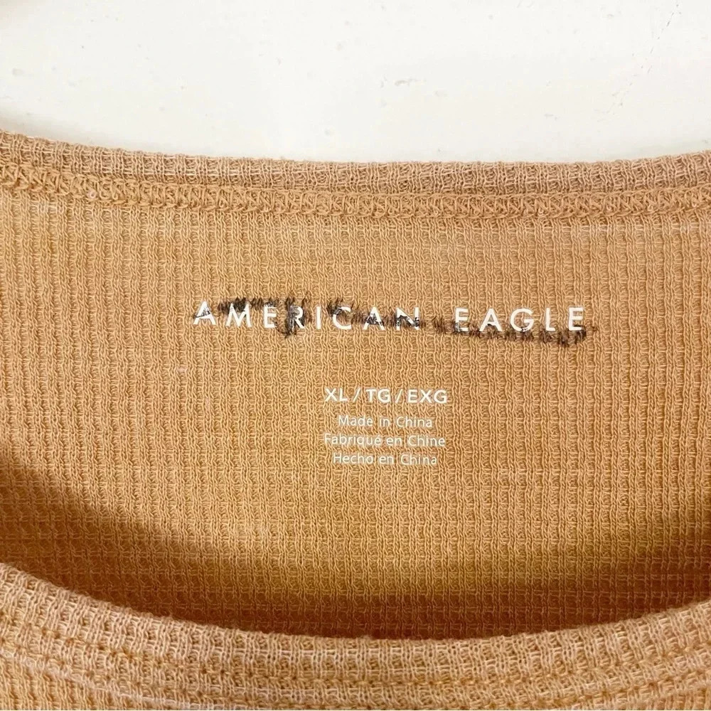 American Eagle Women’s Brown Crop Baby Tee Scalloped Hem Size XL - Picture 4 of 9
